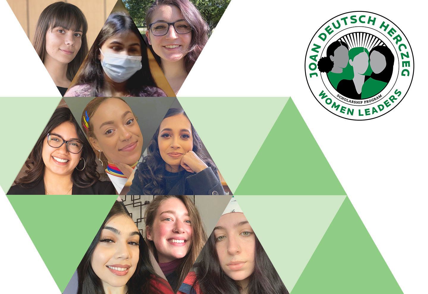 From top left to right: Kaltra Demiri, Elizabeth Sprecher, Kennedy Gale O'Connor, Maria Rivera, Sariah Bolden, Poonam Rahman, Adaly Navarro, Lilly Pribish, Sunyata Courie