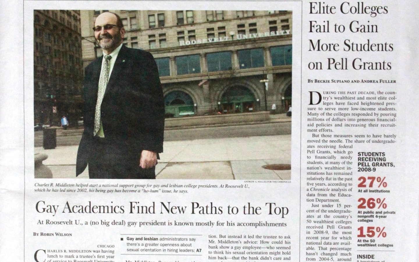 Roosevelt University president Chuck Middleton, featured in The Chronicle
