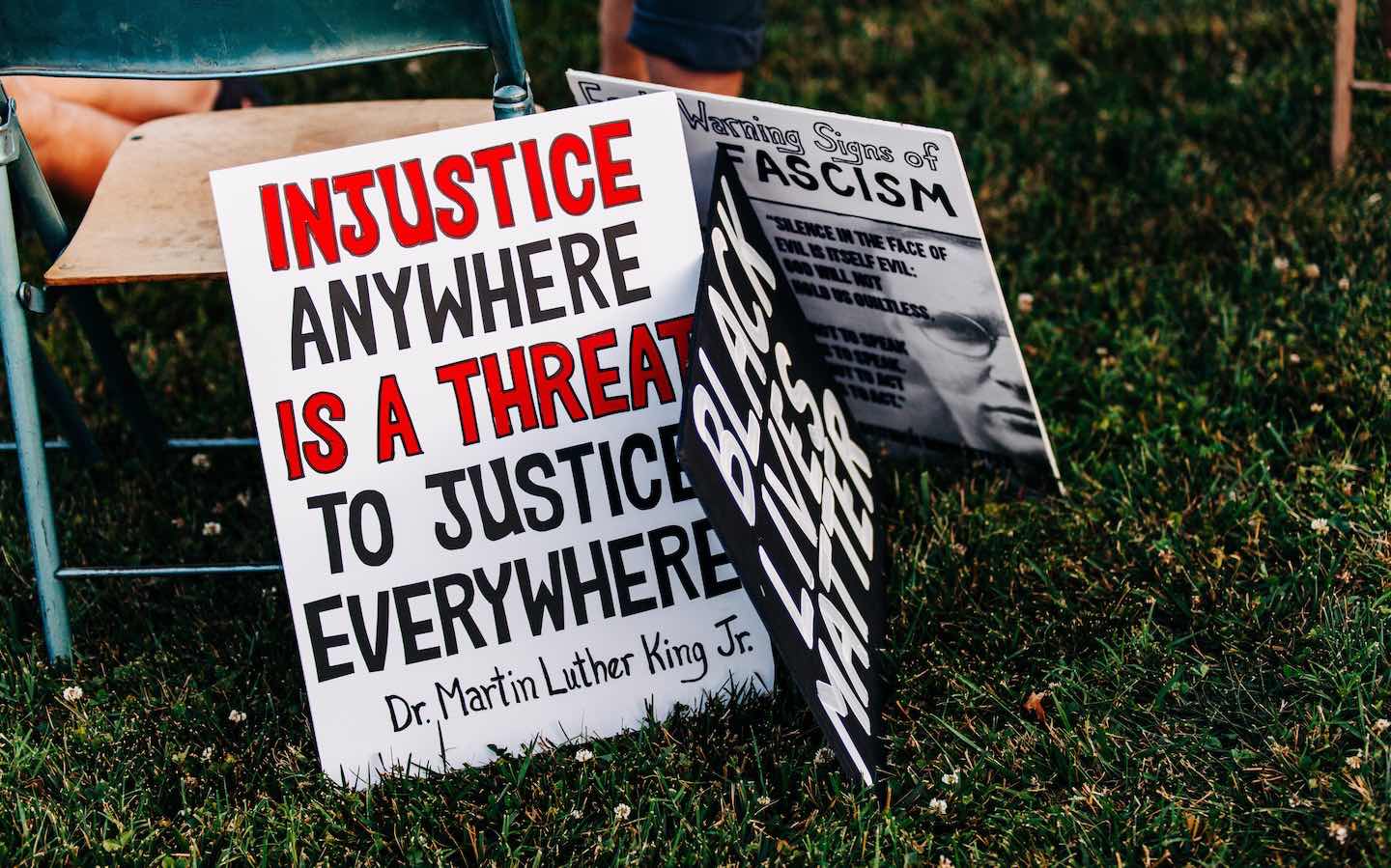 Posters from a Juneteenth rally in 2020