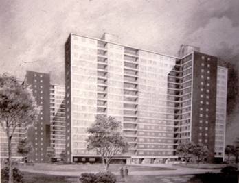 Stateway Gardens Building Sketch (1956, CHA Archive)
