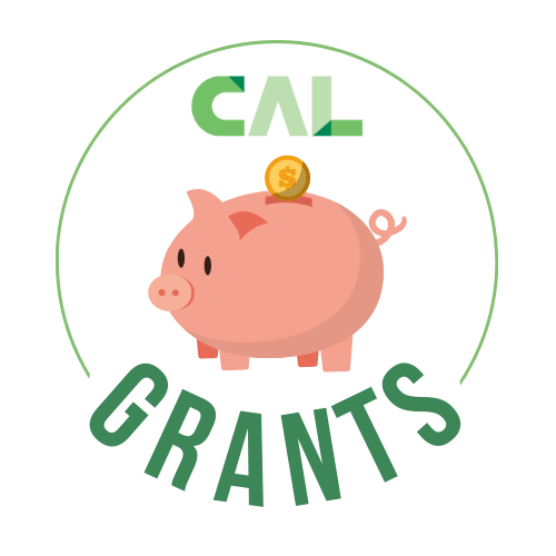 Piggy bank icon with the words CAL Grants