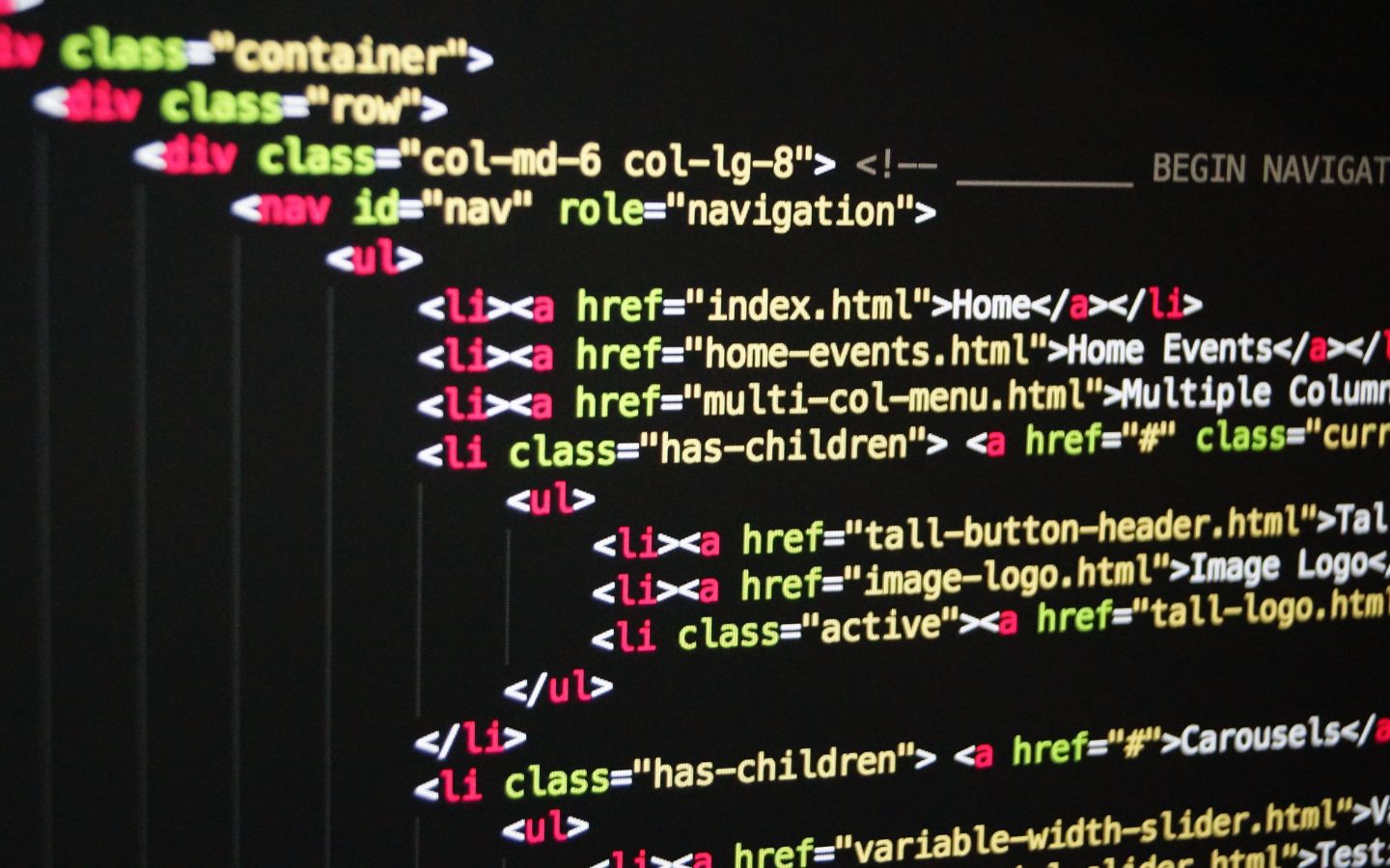 sample image of html coding