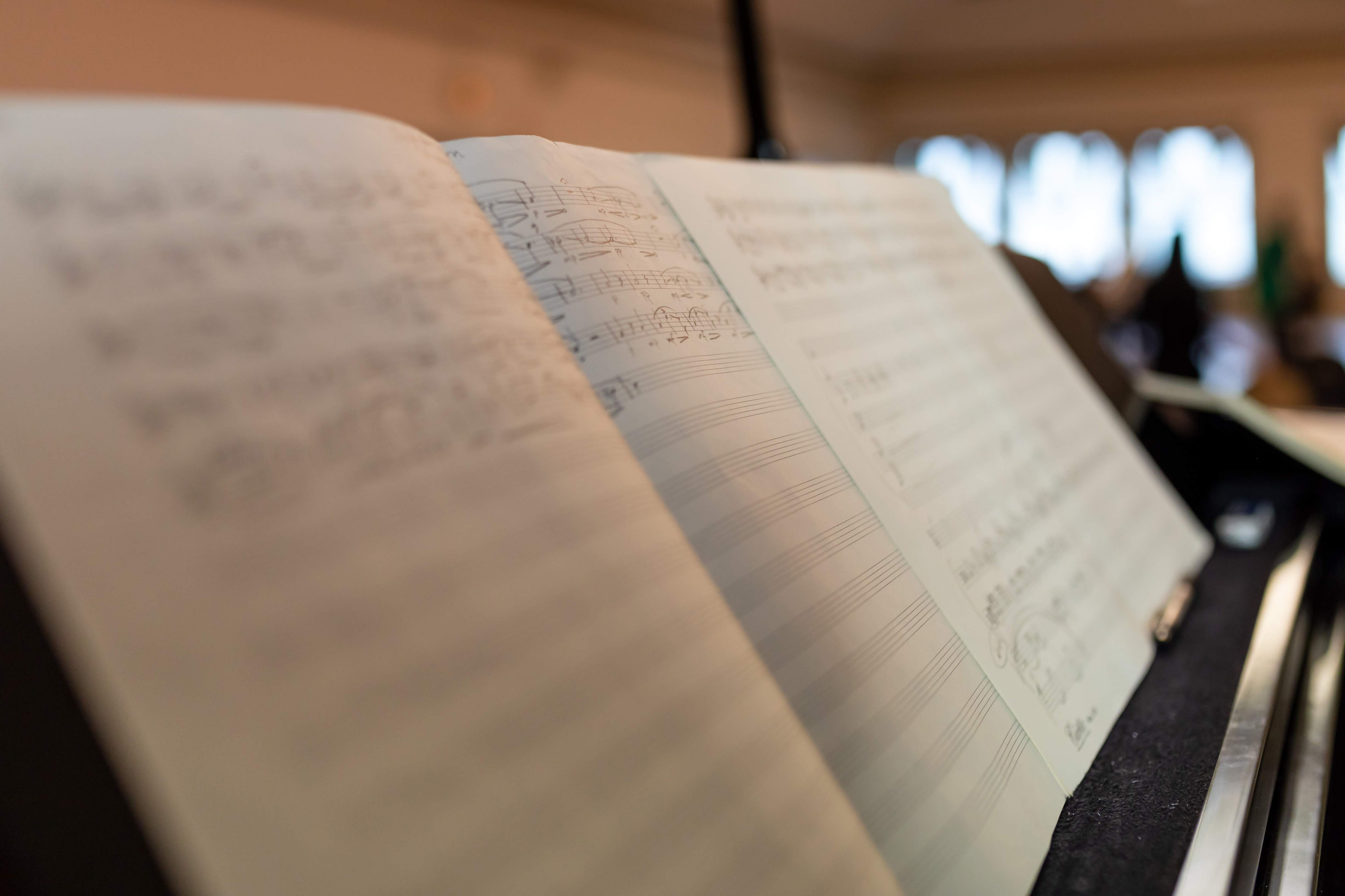 Sheet music on a piano