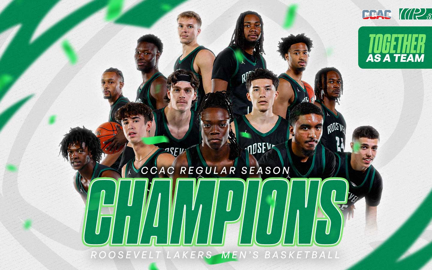 The Roosevelt men's basketball team are 2024 conference champs!