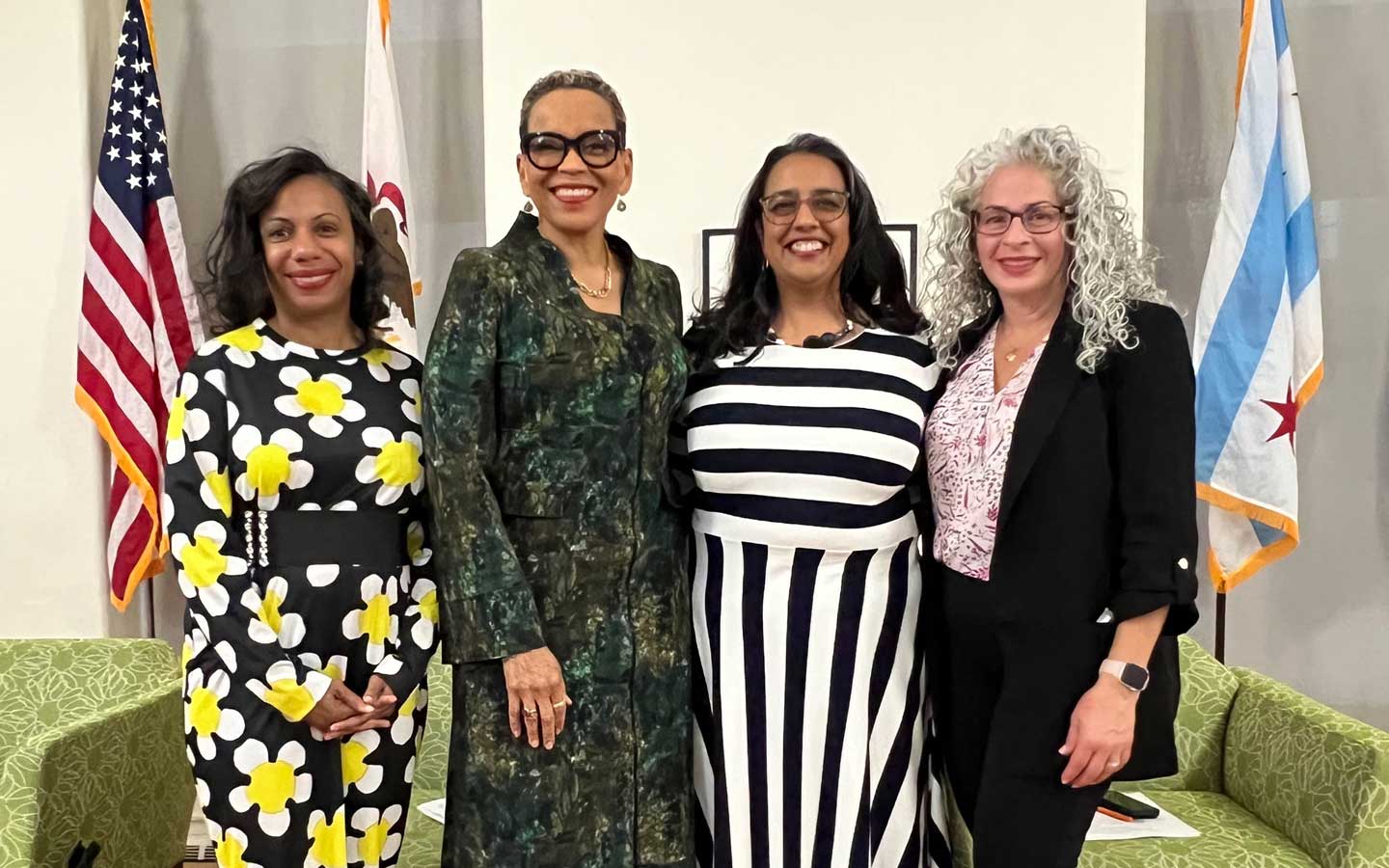 2024 Women's Leadership Symposium participants Natalie Moore, Collete English-Dixon, Sharmili Majmudar, Maria Chavez