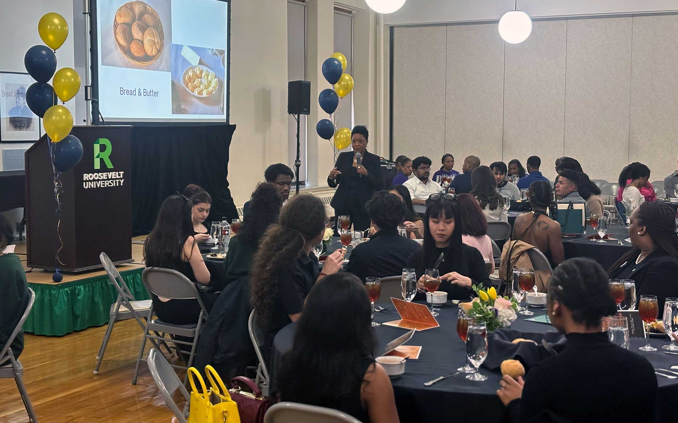 Participants enjoy the 2024 Student Leadership Awards and Etiquette Dinner