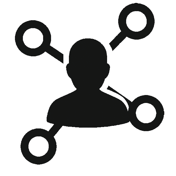 human silhouette superimposed over nodes on a network