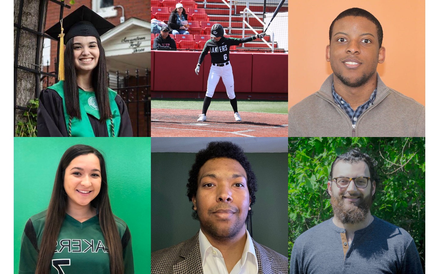 From top left, clockwise: Viviana Jimenez, Riley Landenberger, Earnest Bickerstaff, Eric Thompson, Kris Rakestraw, Caitlyn Santiago