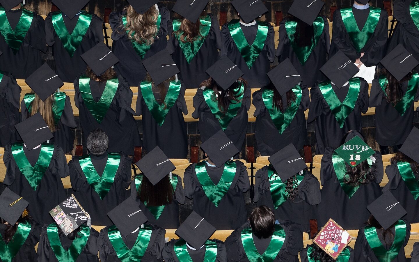 Aerial picture of students graduating