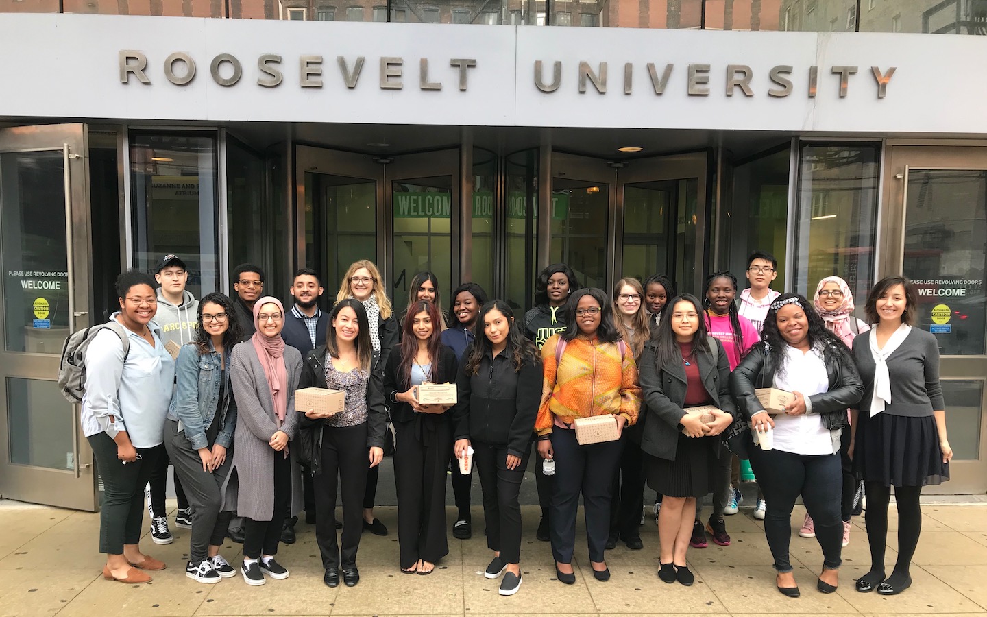 23 Roosevelt students on their way to Detroit for the Women of Color STEM Conference