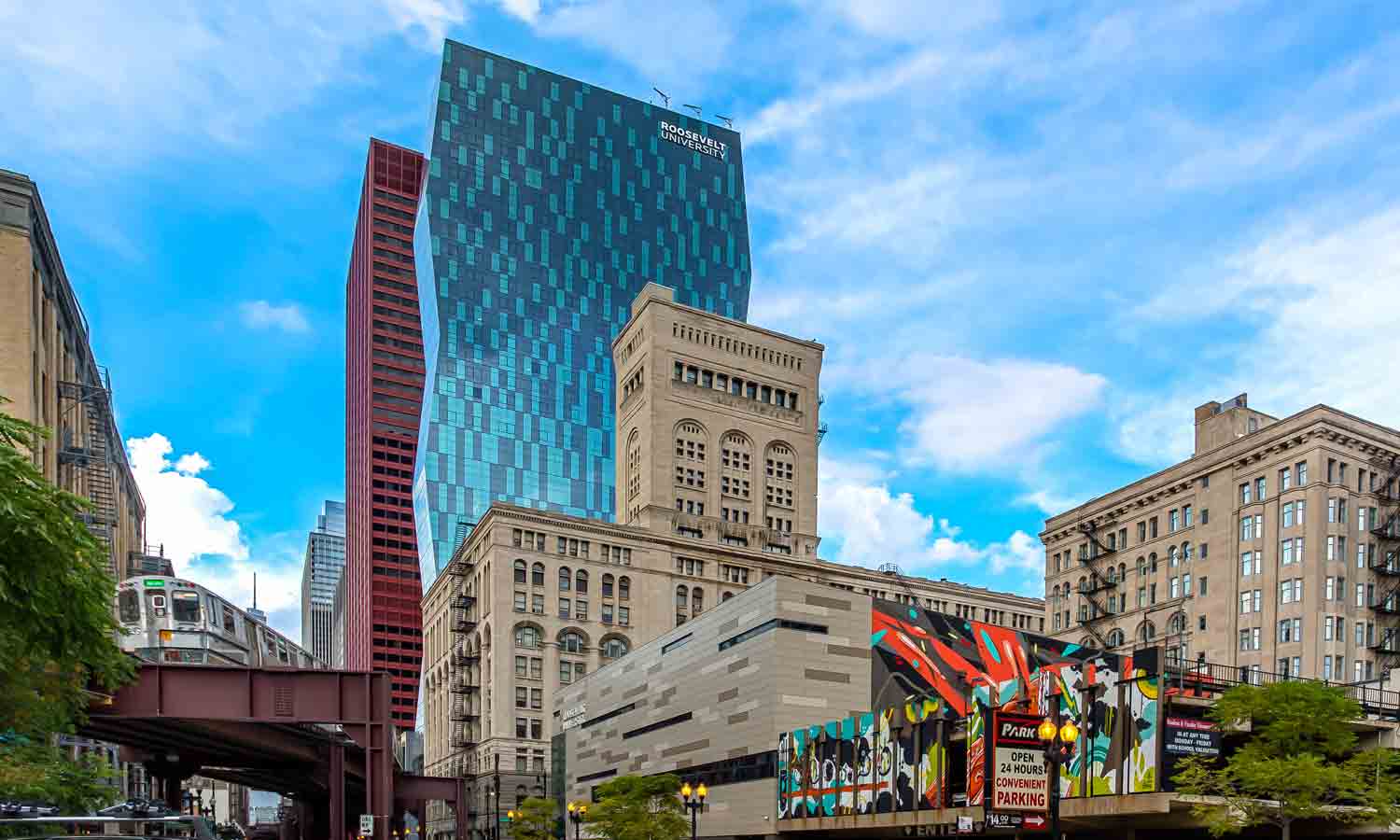 Auditorium and Wabash buildings in Chicago