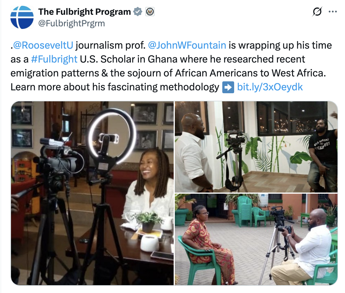 Professor Fountain at work in Ghana on his Fulbright Project: "Africa Calling: Portraits of Black Americans Drawn To The Motherland"