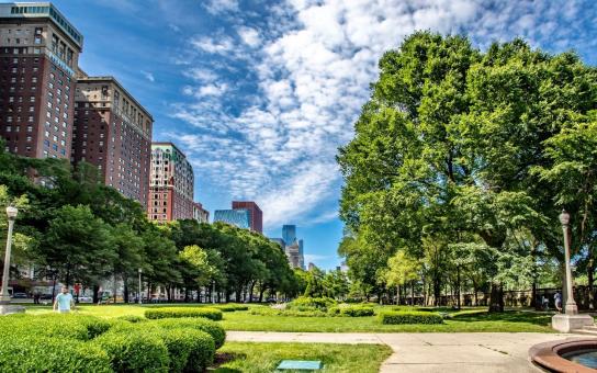 View from the park facing the Wabash building