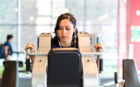 Female student working out