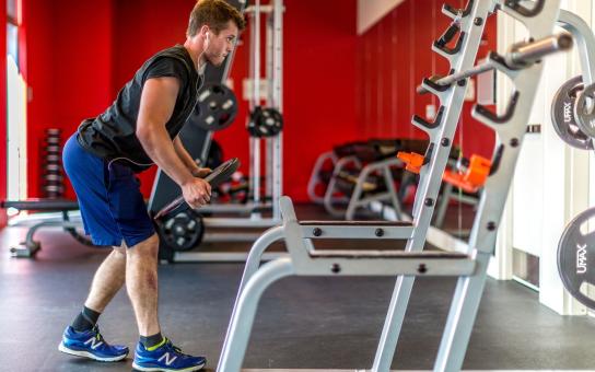 Male student working out