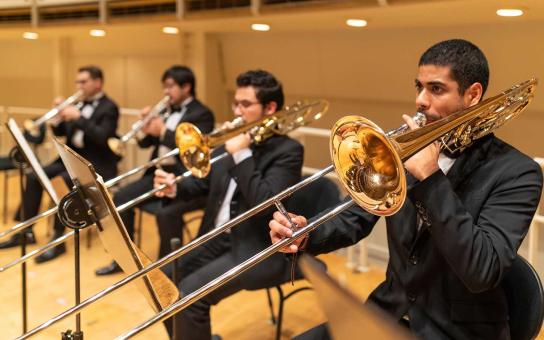 students playing trombone