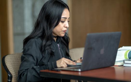 Student using a laptop