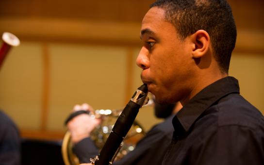 Clarinetist performing