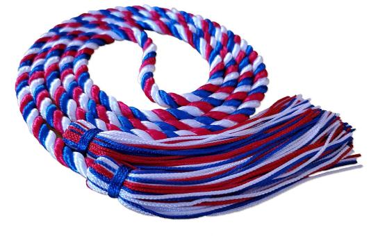 Red white and blue honor cord presented to veteran graduates
