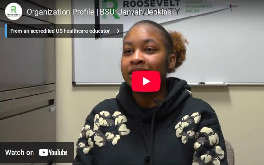 Video still image of Nyah Jenkins, 2025 Black Student Union President sitting in an office.