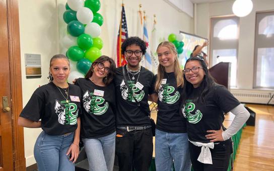 A group of students in Lakers tshirts