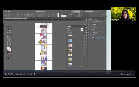 A screenshot from Dr. Mei-Fen Chen's class as she explains how to use Adobe software